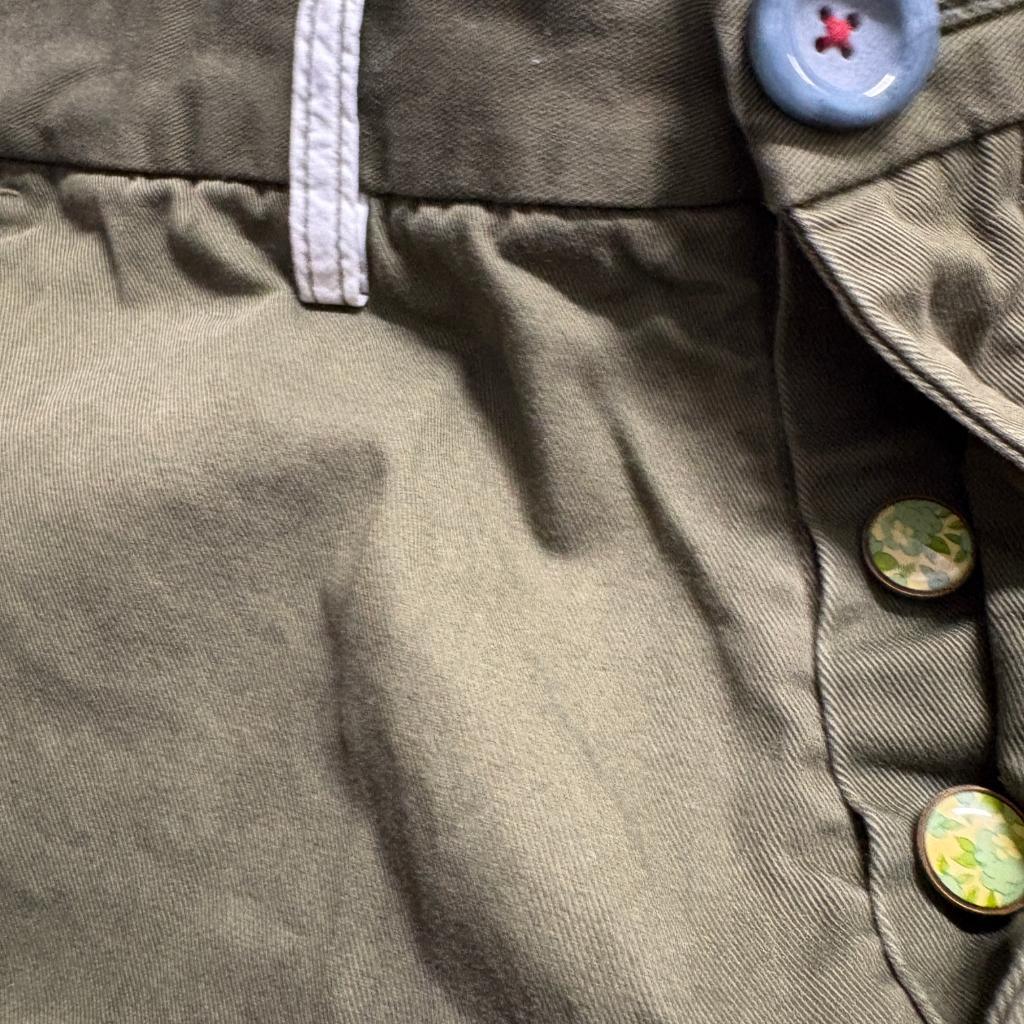 Trovata Boys Chino Pants Size 30 Olive Green 100% Cotton Button Fly Straight Leg