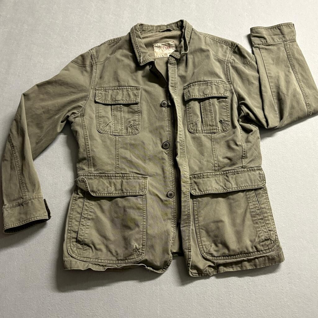 Article 365 Boys Utility Jacket Size L Green Cotton Twill Military Field Coat