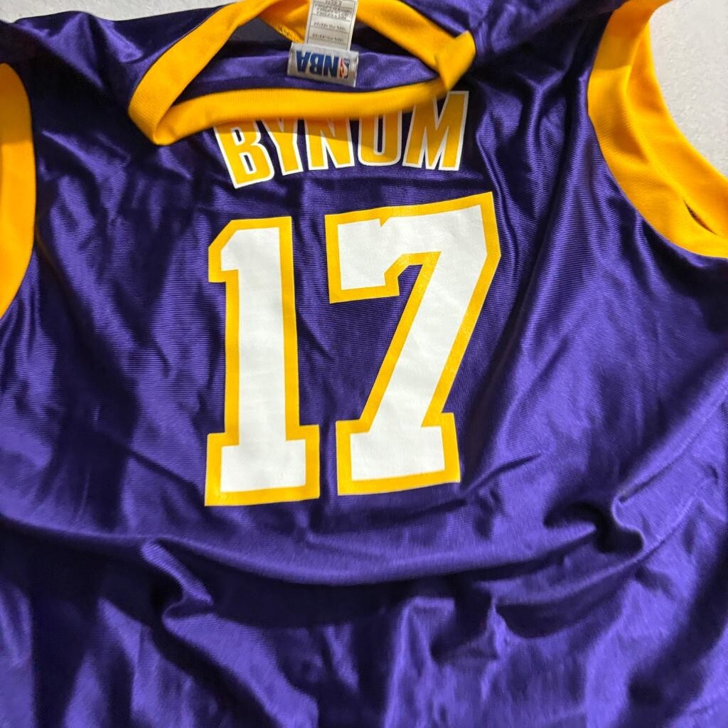 Andrew Bynum Los Angeles Lakers NBA Jersey Mens XL Purple Gold 17 Basketball
