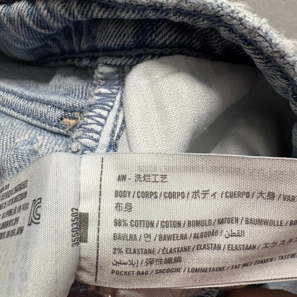Hollister Low Rise Baggy Jeans Womens 00R W24 Light Wash Distressed Bow Pocket