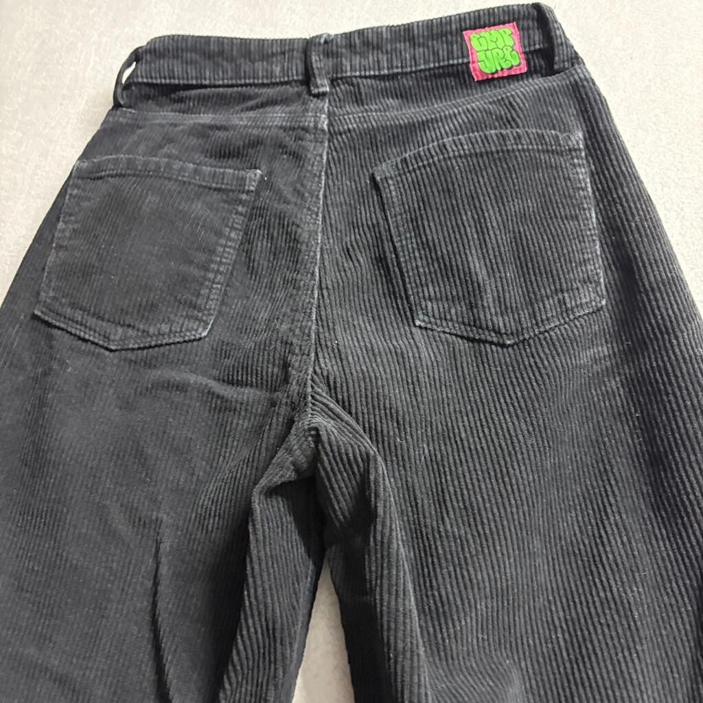 Empyre Tori Corduroy Pants Womens Size 2 Black Skate Streetwear Wide Leg