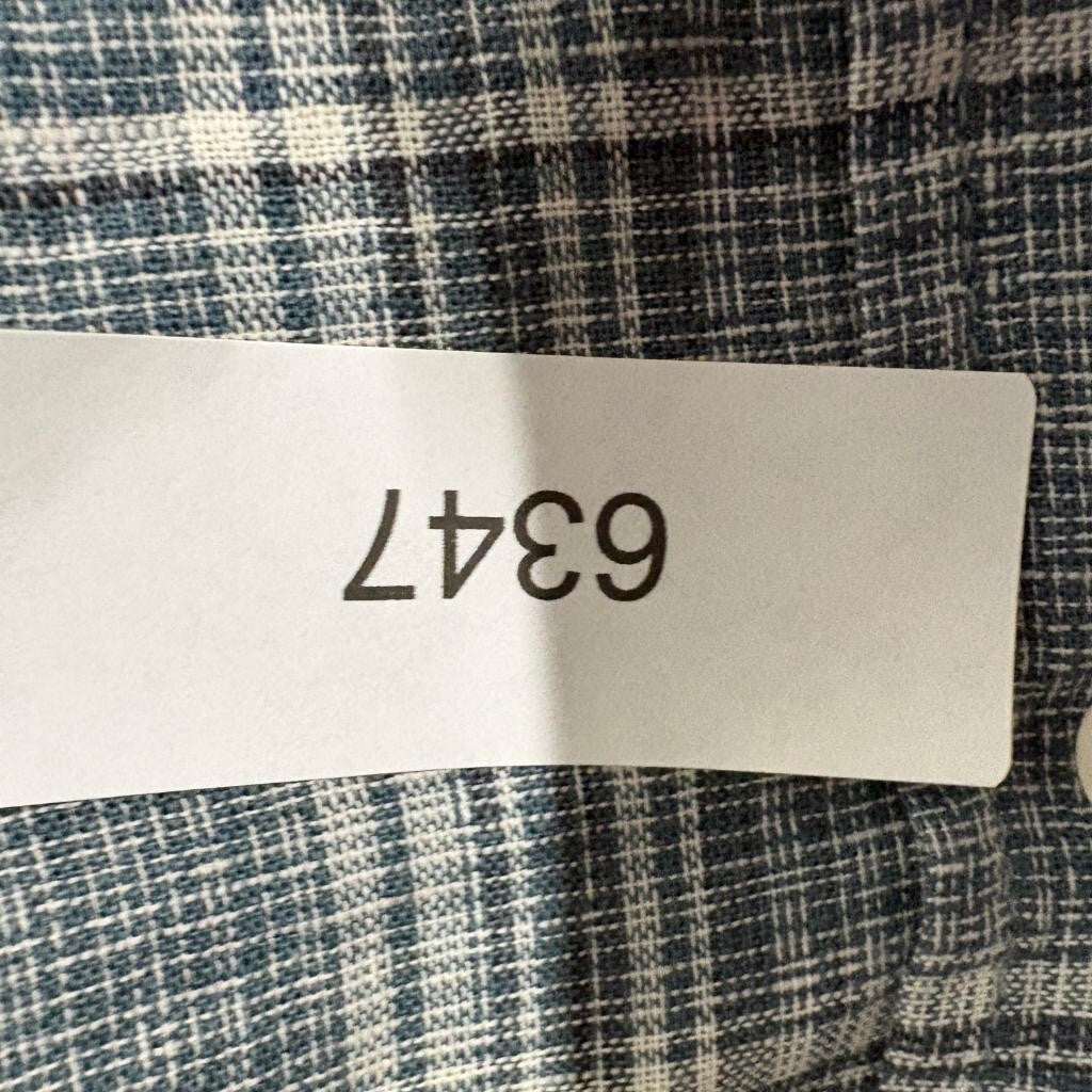Weatherproof Vintage Mens XL Blue Plaid Washable Linen Short Sleeve Button Shirt