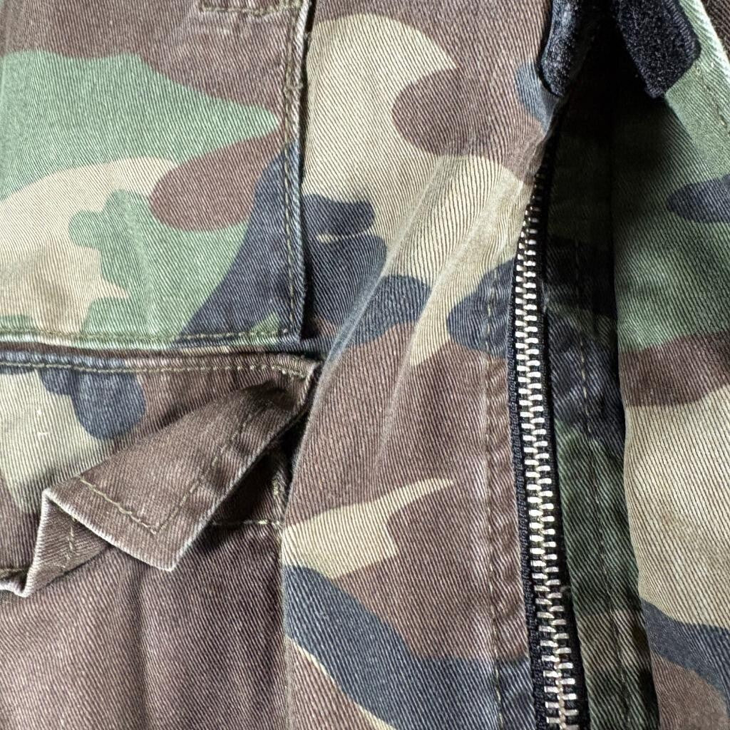 Zara 1975 Camouflage Hooded Field Jacket Mens Small Green Woodland Camo Utility