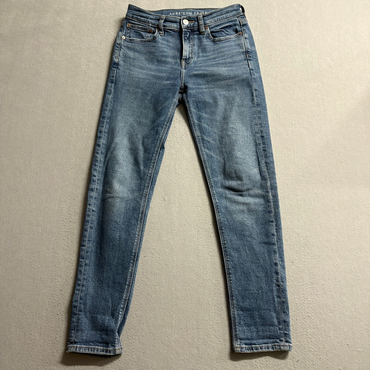 American Eagle 90s Skinny Jeans Womens 00 Short Blue Denim Stretch High Rise