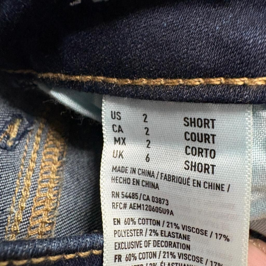 American Eagle Super Stretch Jegging Womens Size 2 Short Dark Wash Blue Denim