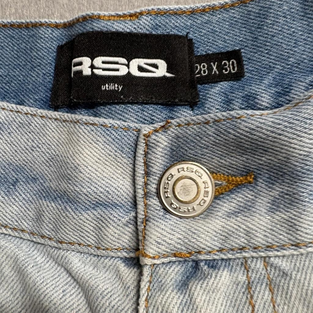 RSQ Utility Carpenter Jeans Womens 28x30 Light Wash Blue Denim Double Knee Pants