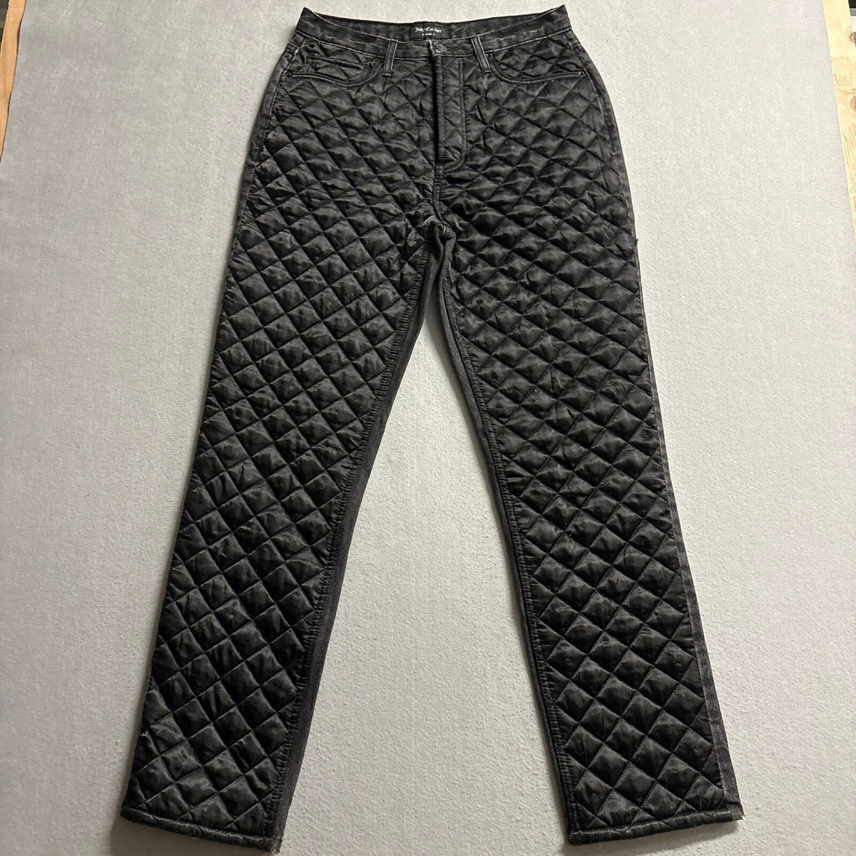 Juicy Couture Womens Quilted Front Black Denim Straight Leg Pants Size 27
