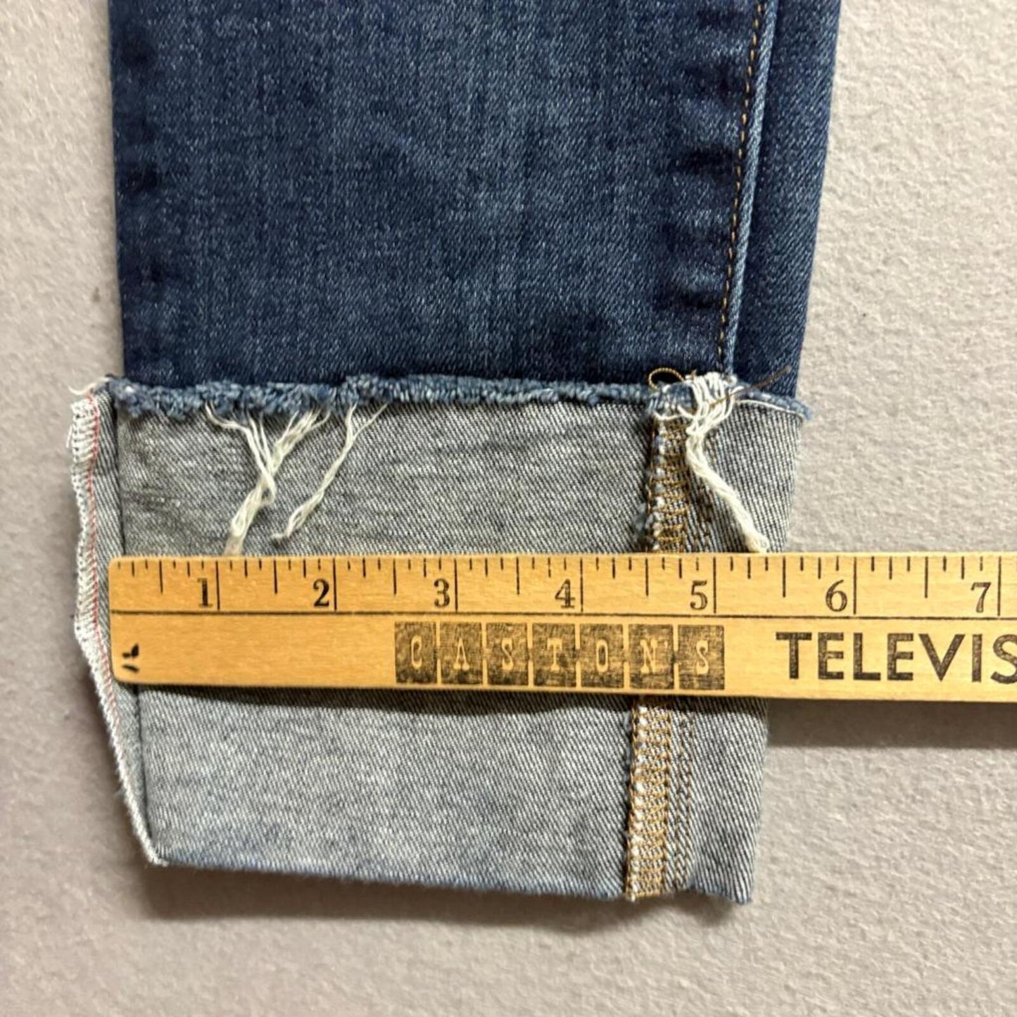 Joe's Jeans Cuff Crop Women 28 Blue Denim Stretch Raw Hem Cuffed Cropped Jeans