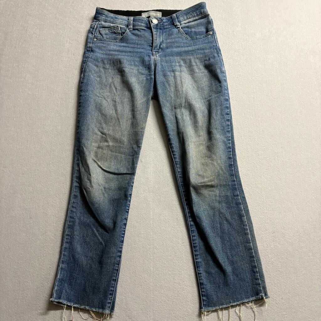 Wit & Wisdom Ab-Solution Straight Leg Jeans Womens Size 2 Blue Raw Hem Stretch