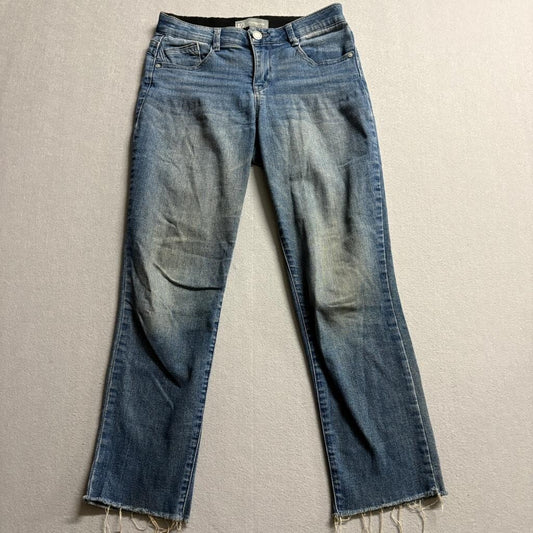 Wit & Wisdom Ab-Solution Straight Leg Jeans Womens Size 2 Blue Raw Hem Stretch