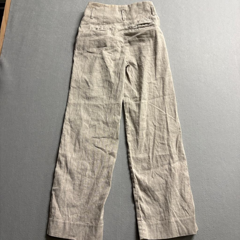 Banana Republic Linen Cotton Blend Wide Leg Pants Womens Size 0 Beige Pleated