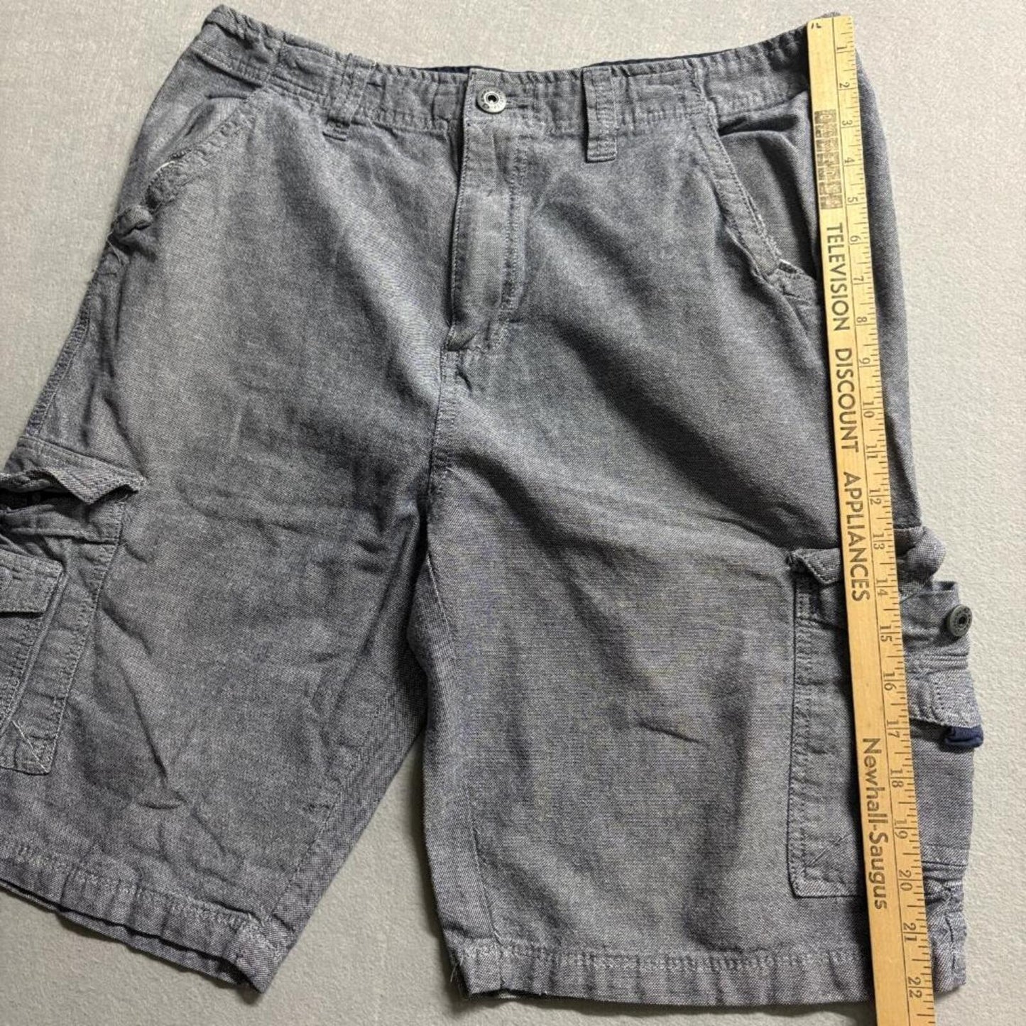 Vintage Genes 1891 Cargo Shorts Mens 36 Gray Cotton Chambray Original Stacked