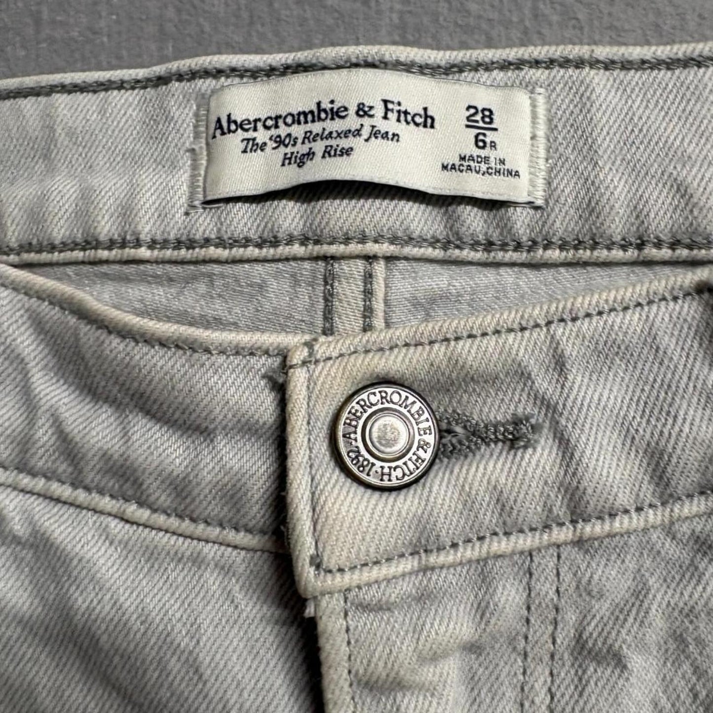 Abercrombie & Fitch The 90s Relaxed Jean Womens 28 6R High Rise Gray Denim