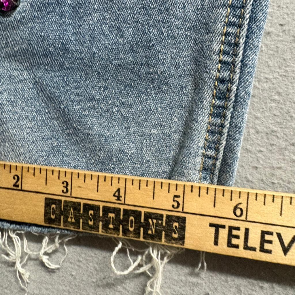 Bongo Skinny Jeans Womens Size 15 Blue Denim Embellished Rhinestone Raw Hem