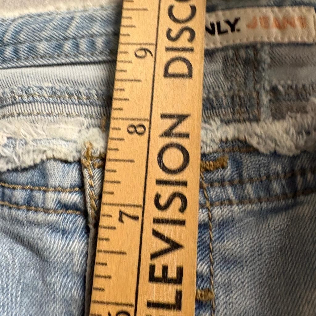 Only Jeans Womens 30 Light Wash Distressed Low Rise Skinny Lace Up Back Pocket