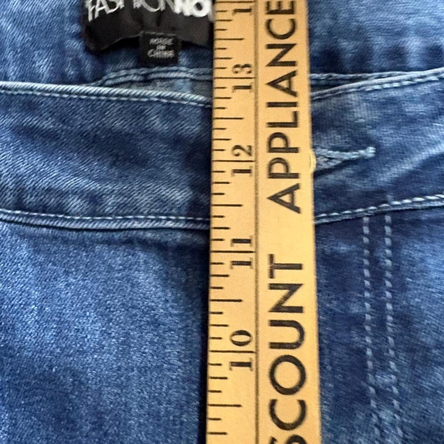 Fashion Nova Ruched Stacked Jeans Womens Size 13 Blue Denim Buckle Strap CJ14