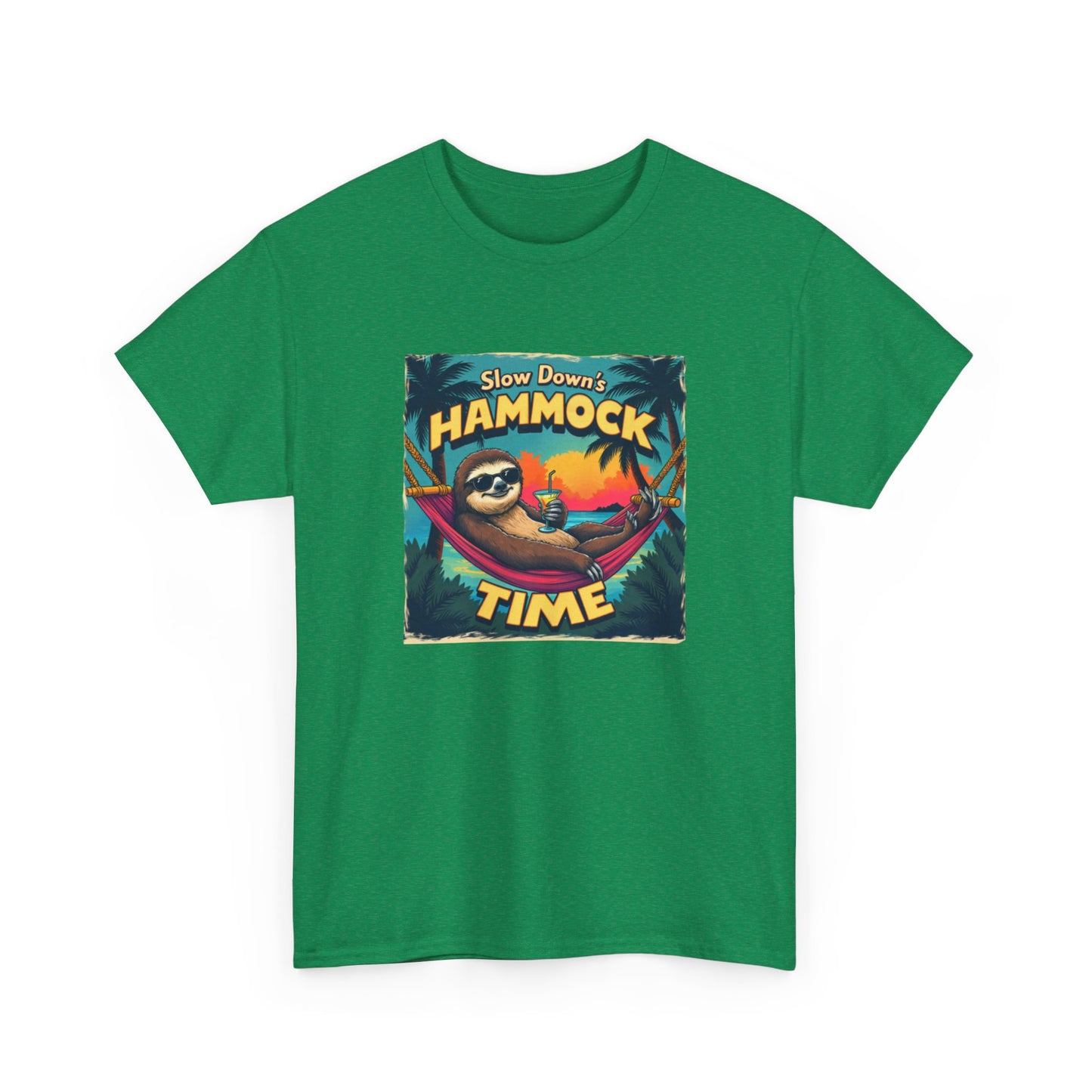 Slow Down Hammock Time Sloth Unisex Heavy Cotton Tee