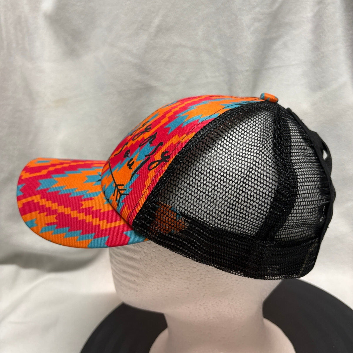 Gypsy Soul High Messy Bun Trucker Hat Southwestern Aztec Ponytail Cap Womens - Photo 5