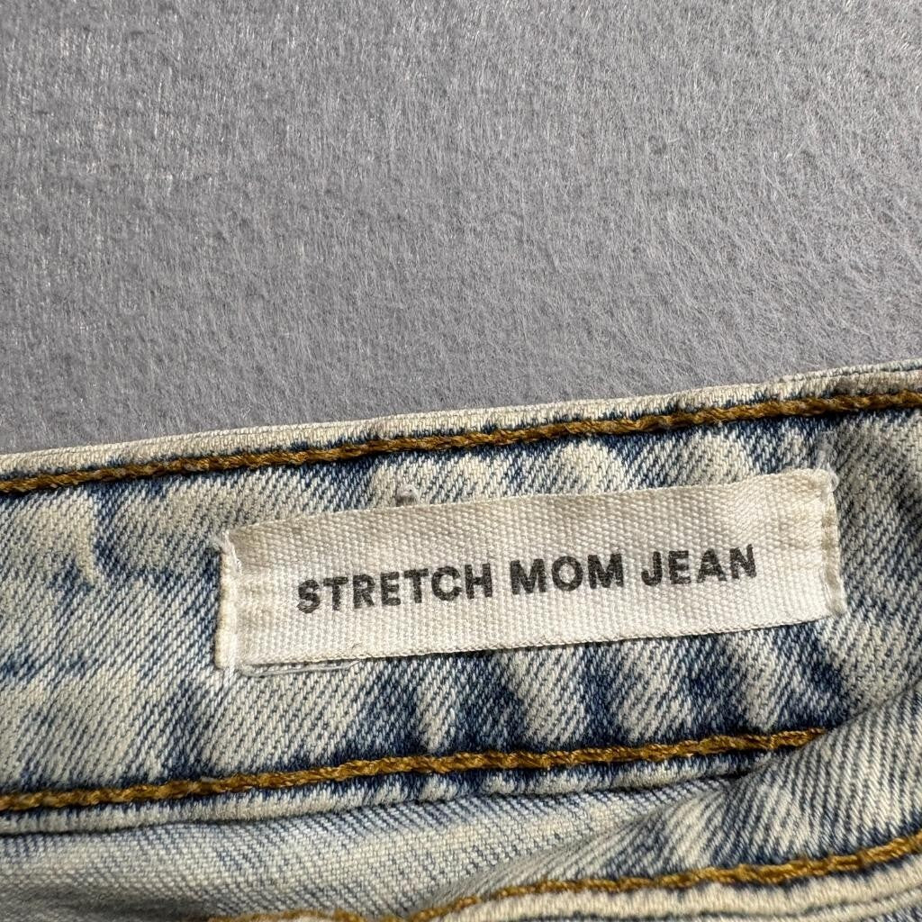 Cotton On Stretch Mom Jeans Womens US 6 Light Wash Distressed High Rise Denim