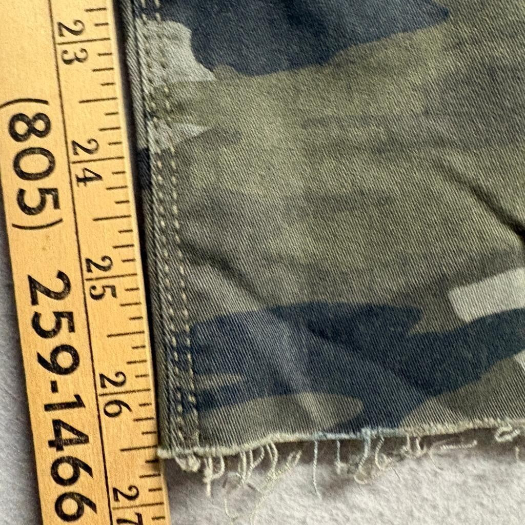 Express Jeans Womens 2 Green Camo Mid Rise Ankle Legging Raw Hem Stretch