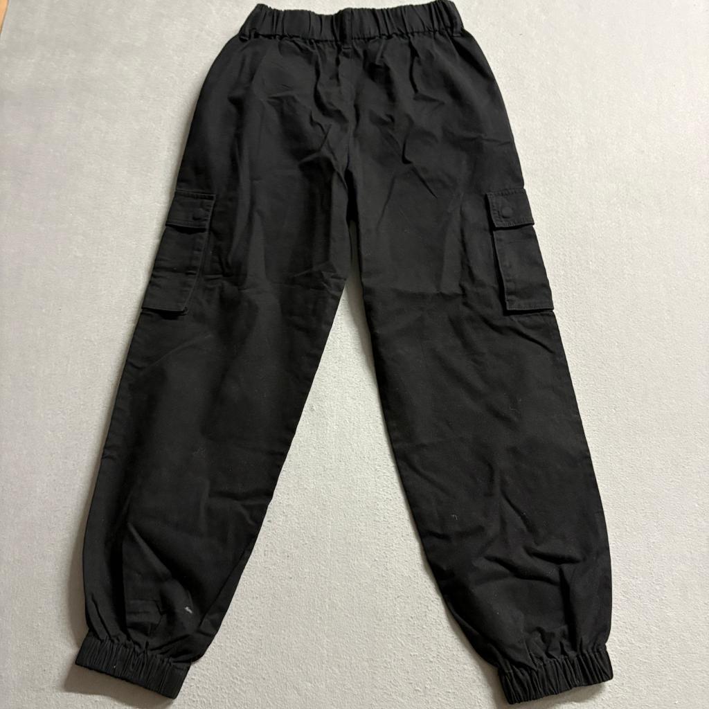 Forever 21 The Londyn Cargo Pants Womens Medium Black Elastic Ankle Cotton New
