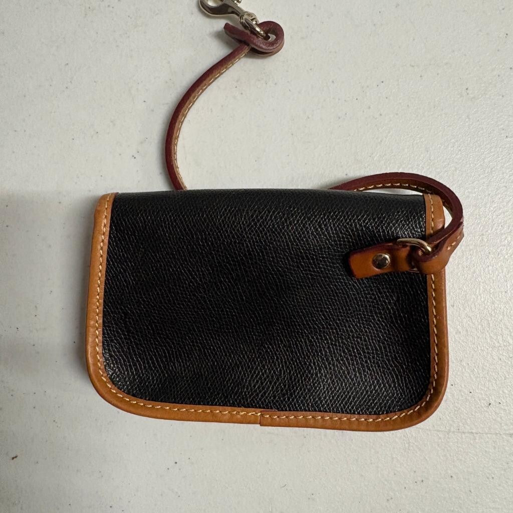 Dooney & Bourke Vintage Black Pebbled Leather Pouch Wristlet Key Coin Purse