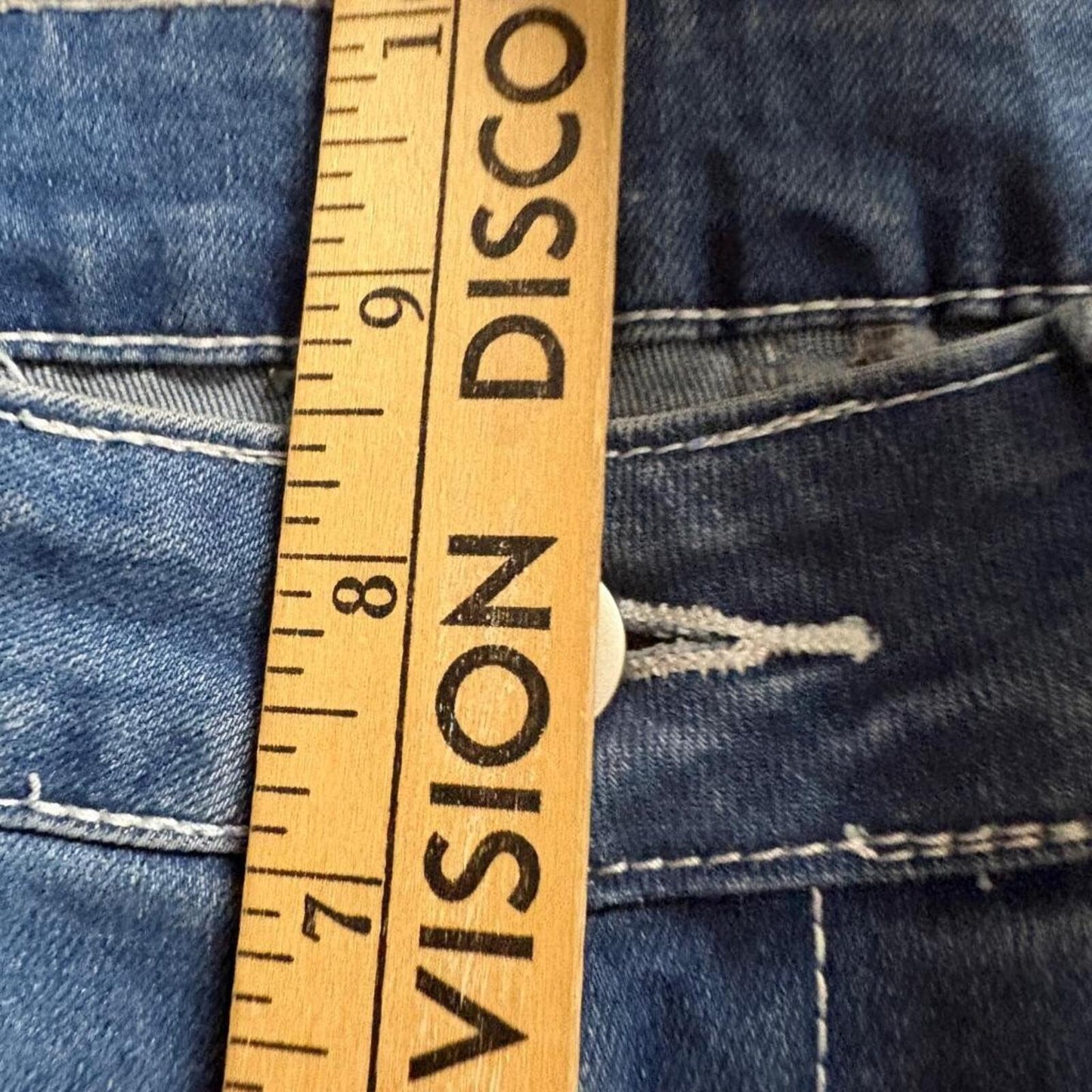 SHEIN Womens Flare Jeans Size US 6 Blue Denim Raw Hem High Rise Stretch