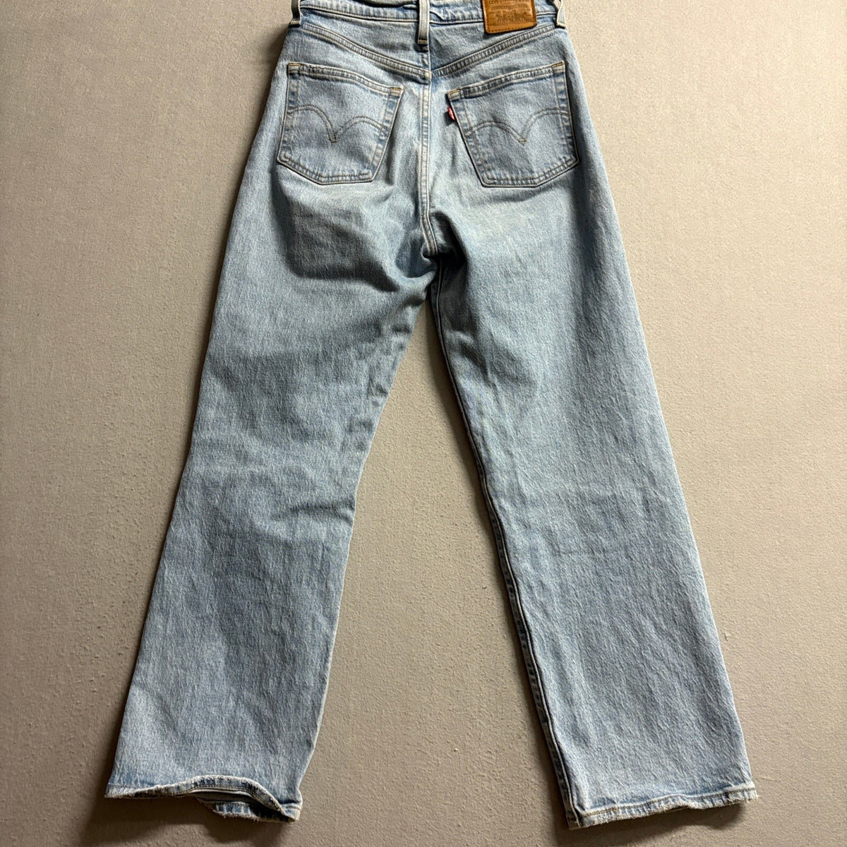 Levis Premium Ribcage Straight Jeans Womens 26 Distressed Light Wash Denim