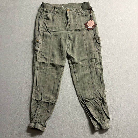 Knox Rose Cargo Jogger Pants Womens Medium Olive Green Rayon Elastic Waist NWT