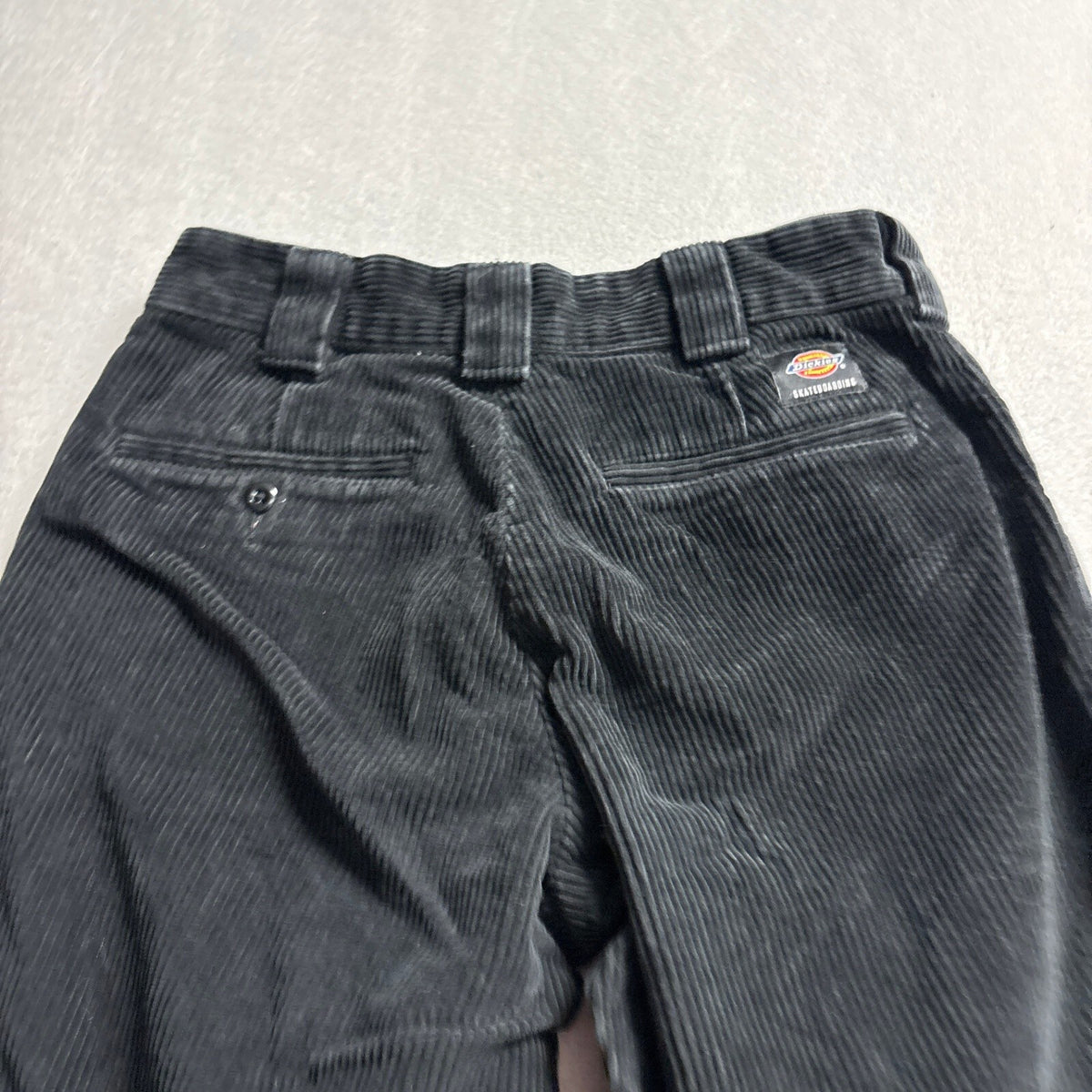 Dickies Skateboarding Double Knee Corduroy Pants Mens Black Raw Hem Cut Off