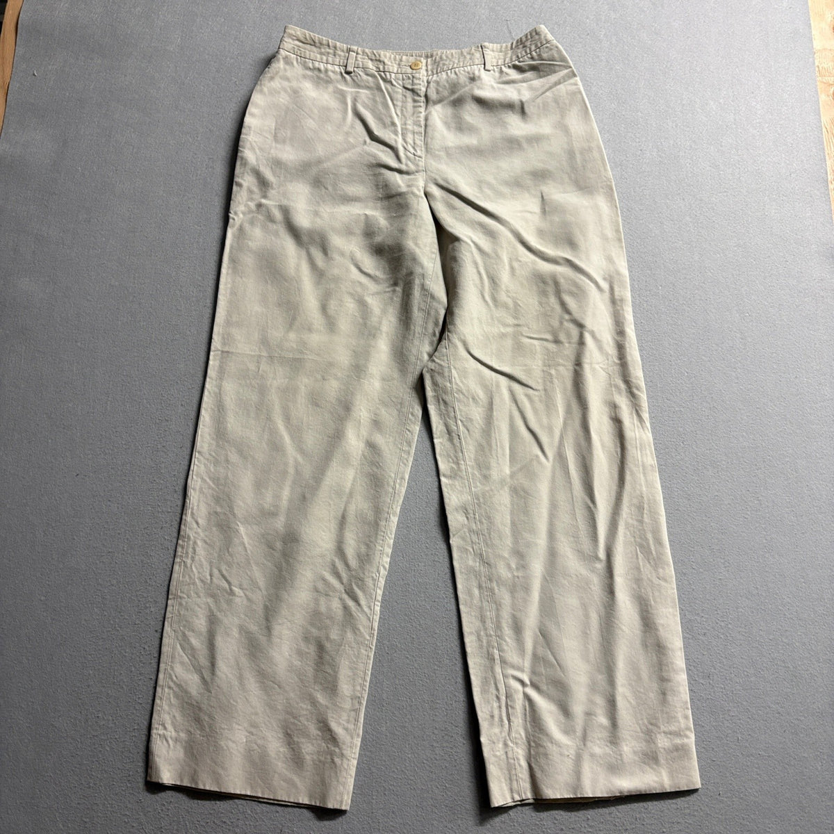 Giorgio Armani Borgonuovo 21 Pants Womens 46 Beige Cotton Viscose Wide Leg Italy
