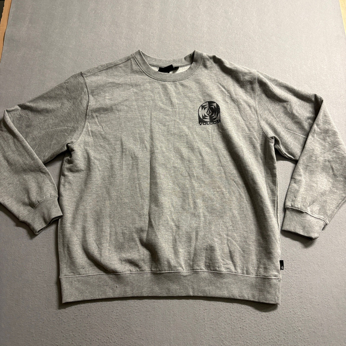 Volcom Mens XL Sweatshirt Gray Stone Graphic Crewneck Pullover Skate Sweater