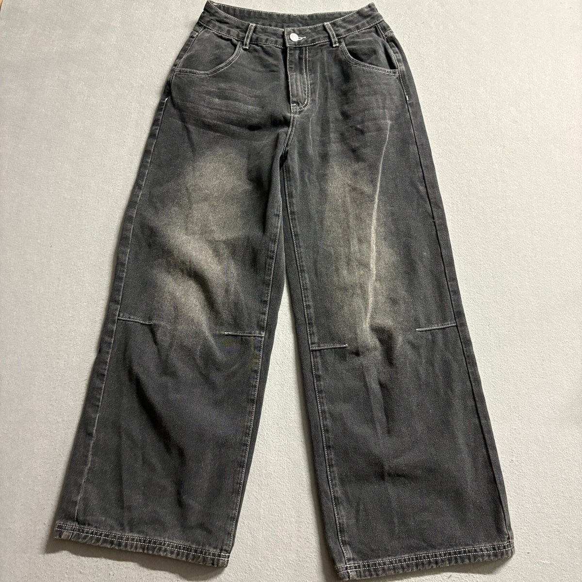 NVFelix Wide Leg Jeans Womens Medium Black Acid Wash High Rise Denim