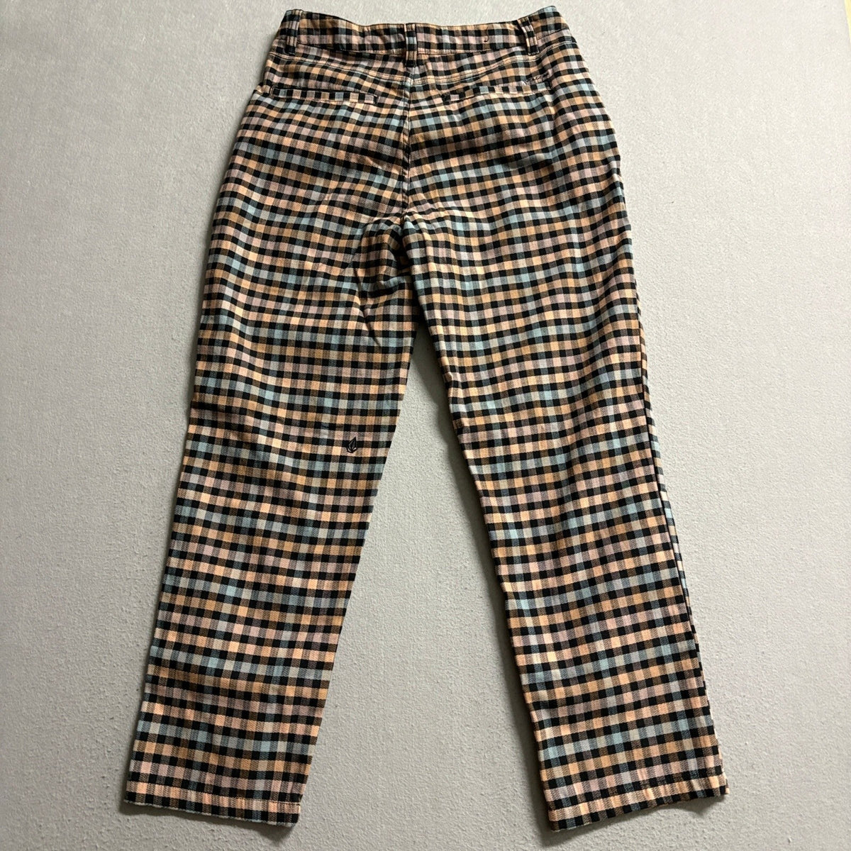 Volcom Plaid Trousers Womens Size 27 Multicolor Gingham Straight Leg Ankle Pants