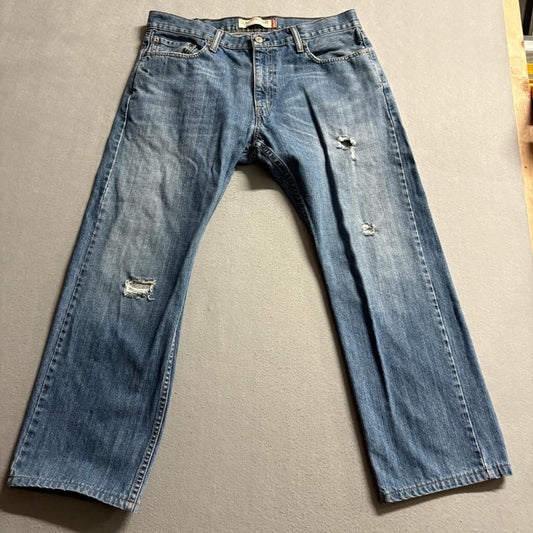 Levi's 514 Slim Straight Jeans Mens 36x30 Distressed Blue Denim 100% Cotton