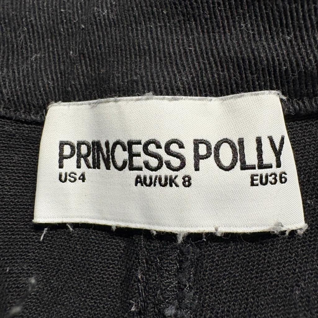 Princess Polly Womens Black Wide Leg Pants Size US 4 Recycled Cotton Stretch