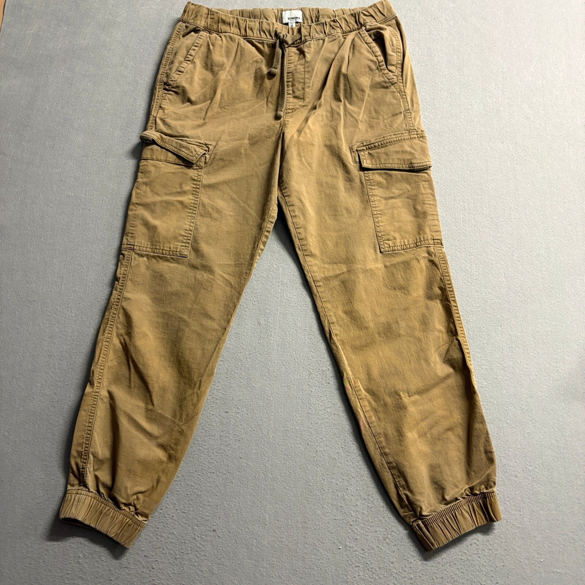 Sonoma Goods For Life Mens Cargo Jogger Pants Medium Brown Cotton Stretch