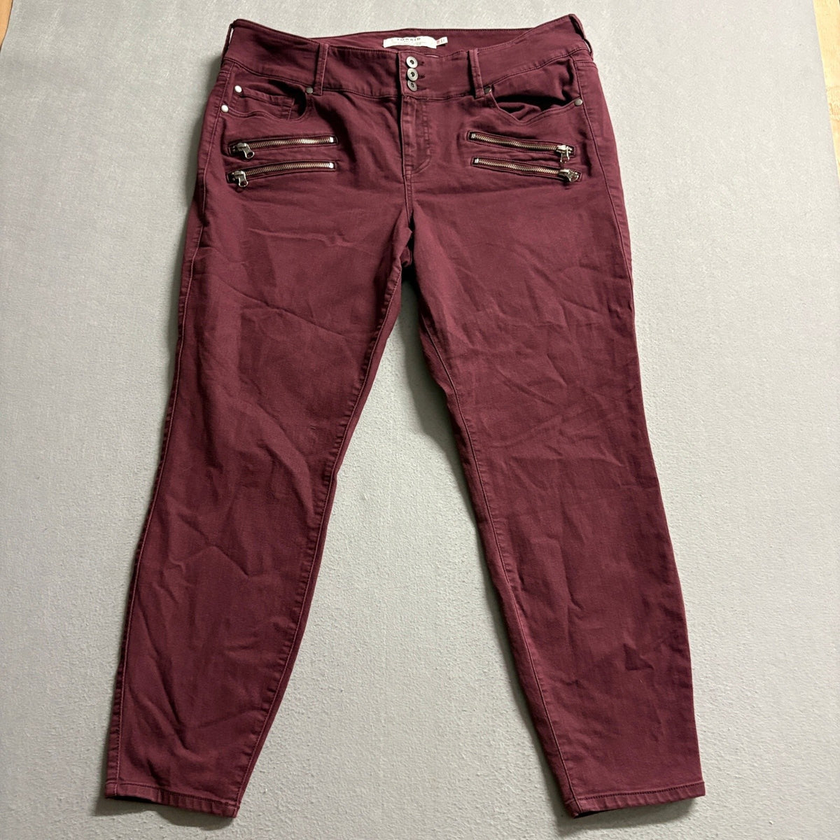 Torrid Womens Jeggings Size 20R Burgundy Red Zip Pocket Stretch Skinny Jeans