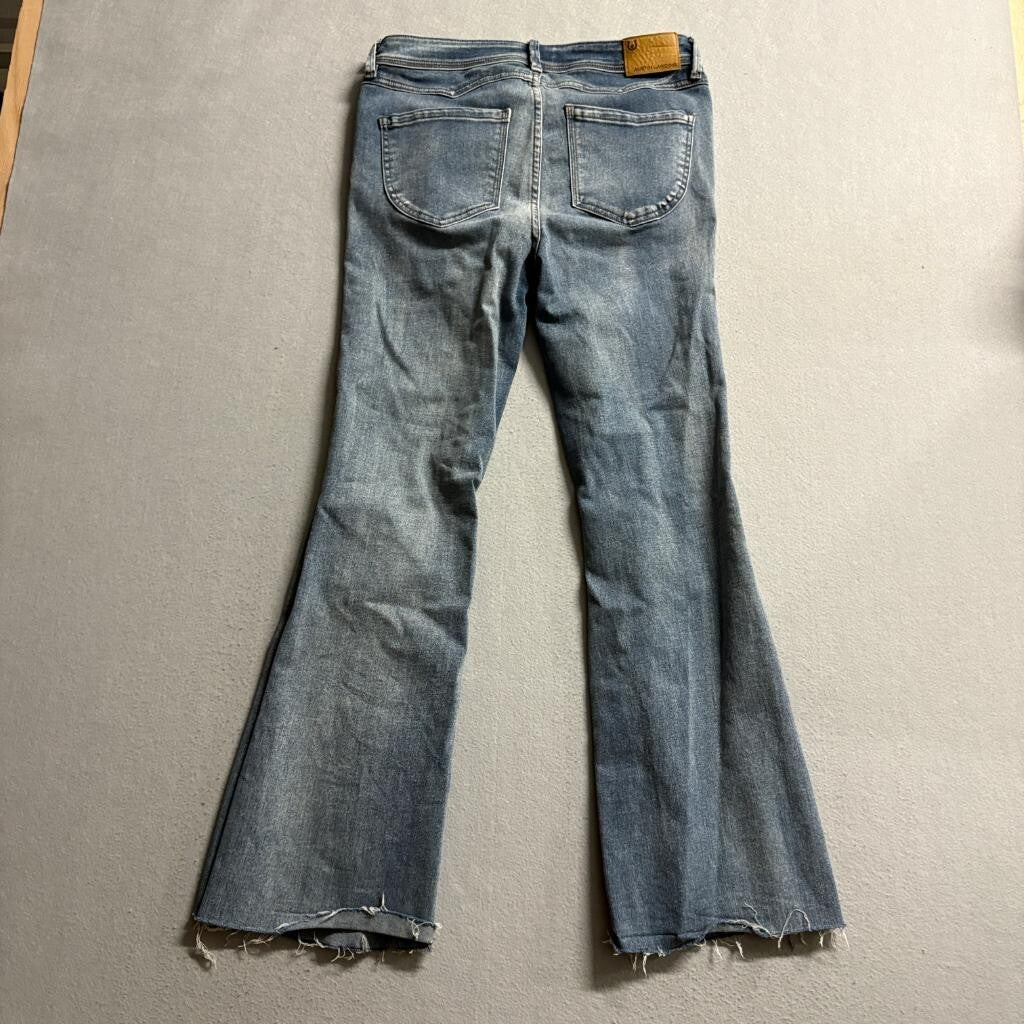 Austin Landing Flare Jeans Womens 9/29 Blue Denim Raw Hem Stretch High Rise