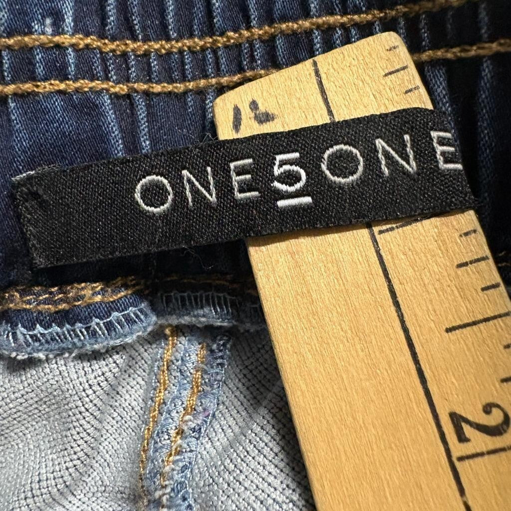 One 5 One Denim Joggers Womens Small Blue Elastic Drawstring Waist Stretch Jeans