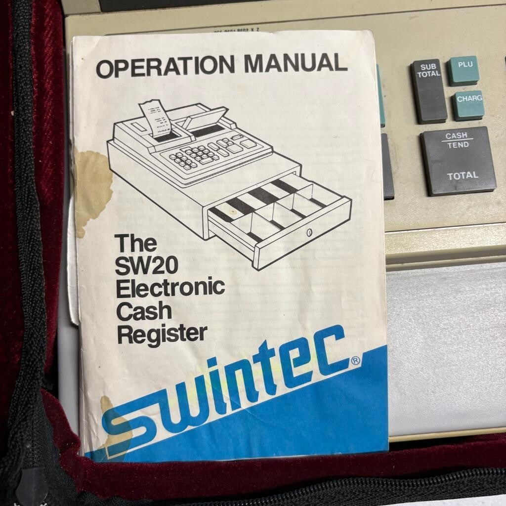 Swintec SW20 Electronic Cash Register with Case Power Adapter and Manual