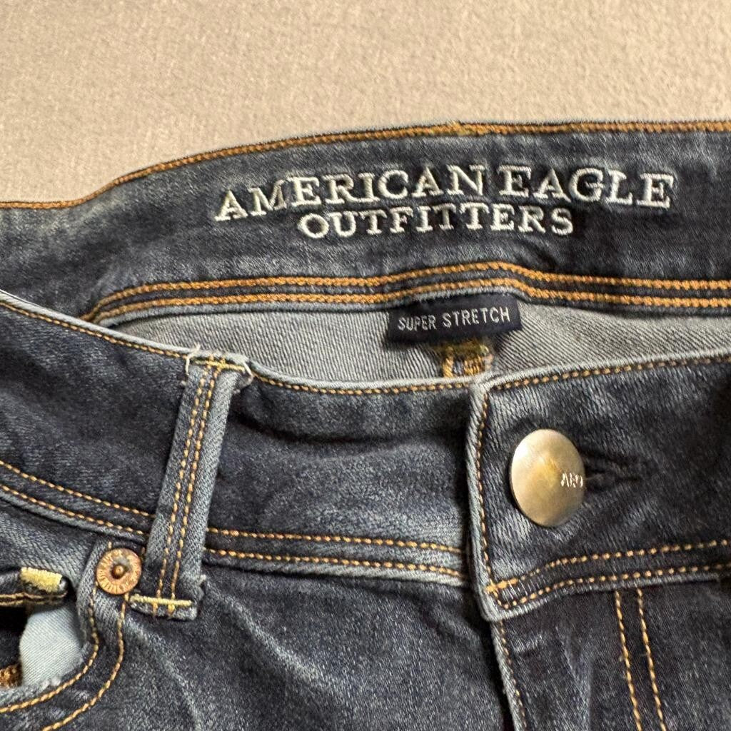 American Eagle Kick Boot Jeans Womens Blue Super Stretch Denim Flared Pants