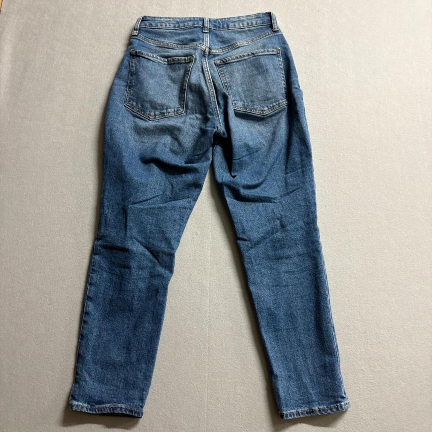 Old Navy OG Straight Curvy Jeans Womens 6 Blue Denim High Rise Distressed Patch