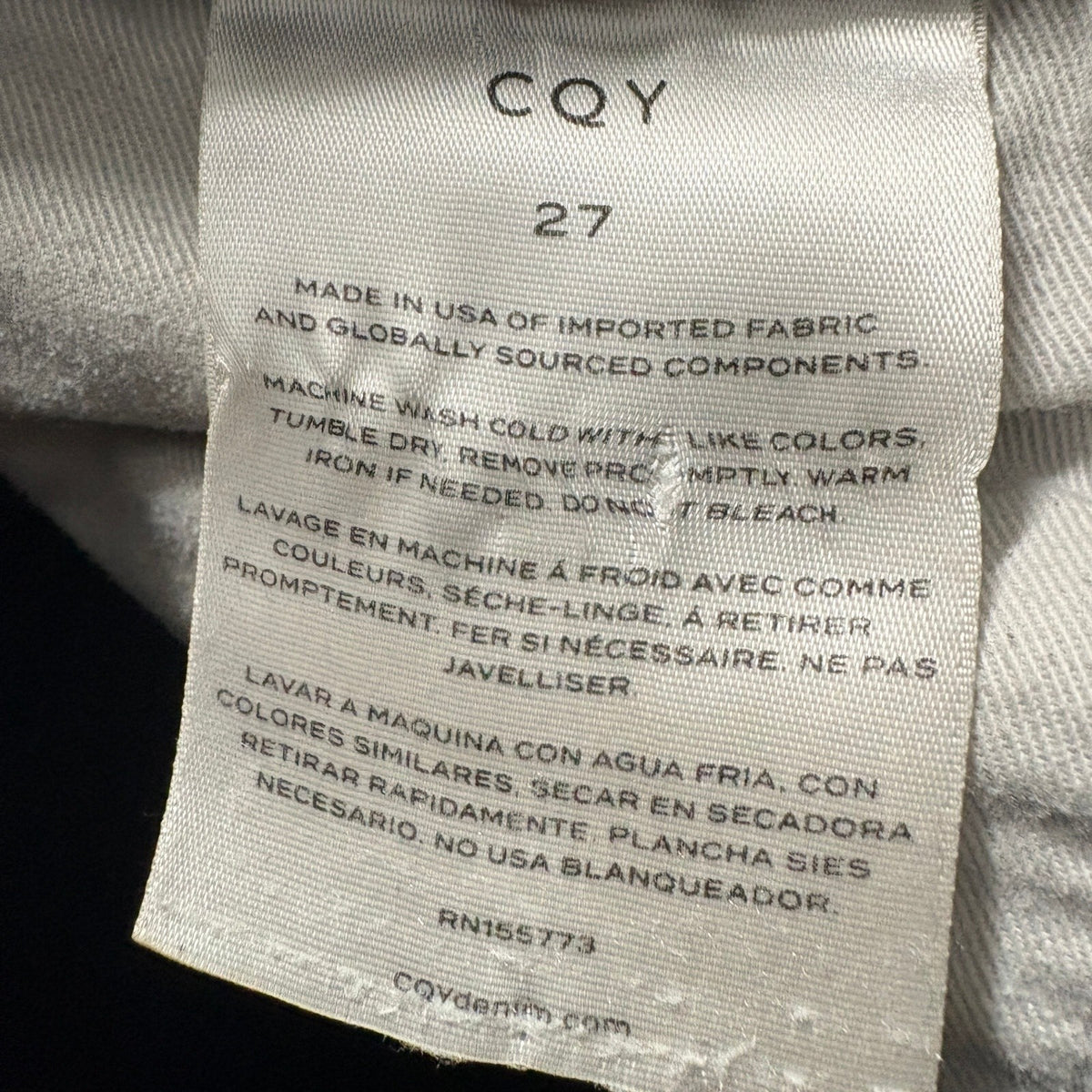 CQY Denim Slim Straight Jeans Womens Size 27 Gray Washed Button Fly Made in USA