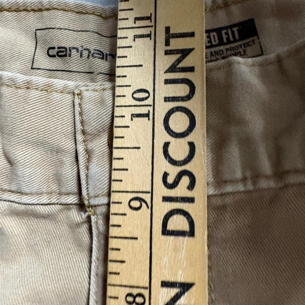 Carhartt Relaxed Fit Twill Work Pants Mens 33x30 Tan Khaki 5-Pocket BN0095-M