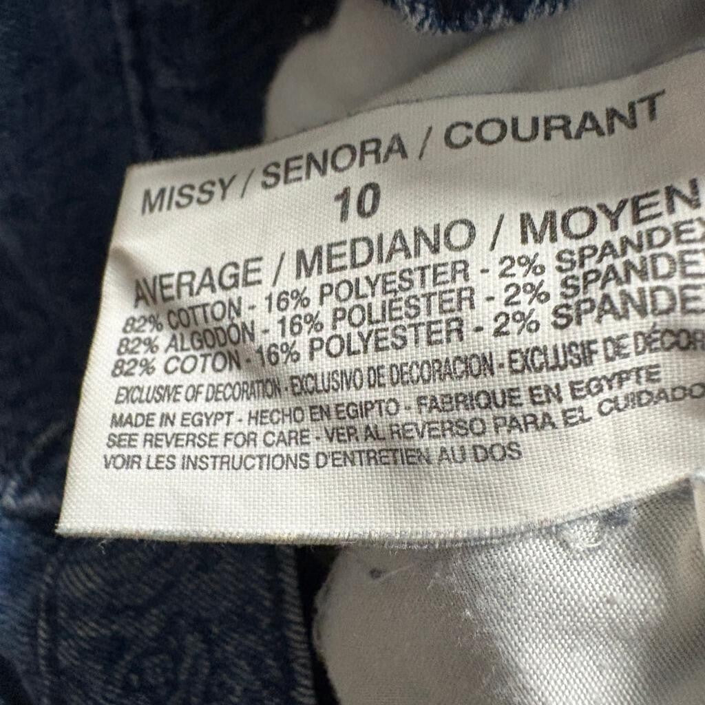Gloria Vanderbilt Amanda Jeans Womens 10 Blue Paisley Print Denim Straight Leg
