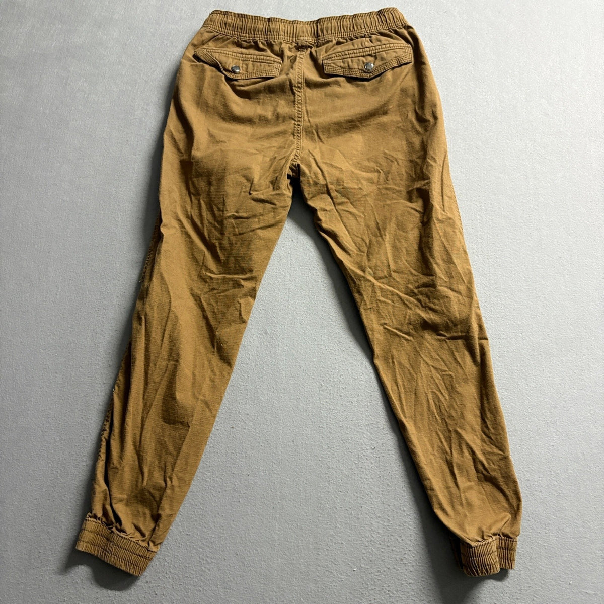 Iron Co Mens Jogger Pants Small Brown Stretch Twill Elastic Waist Drawstring