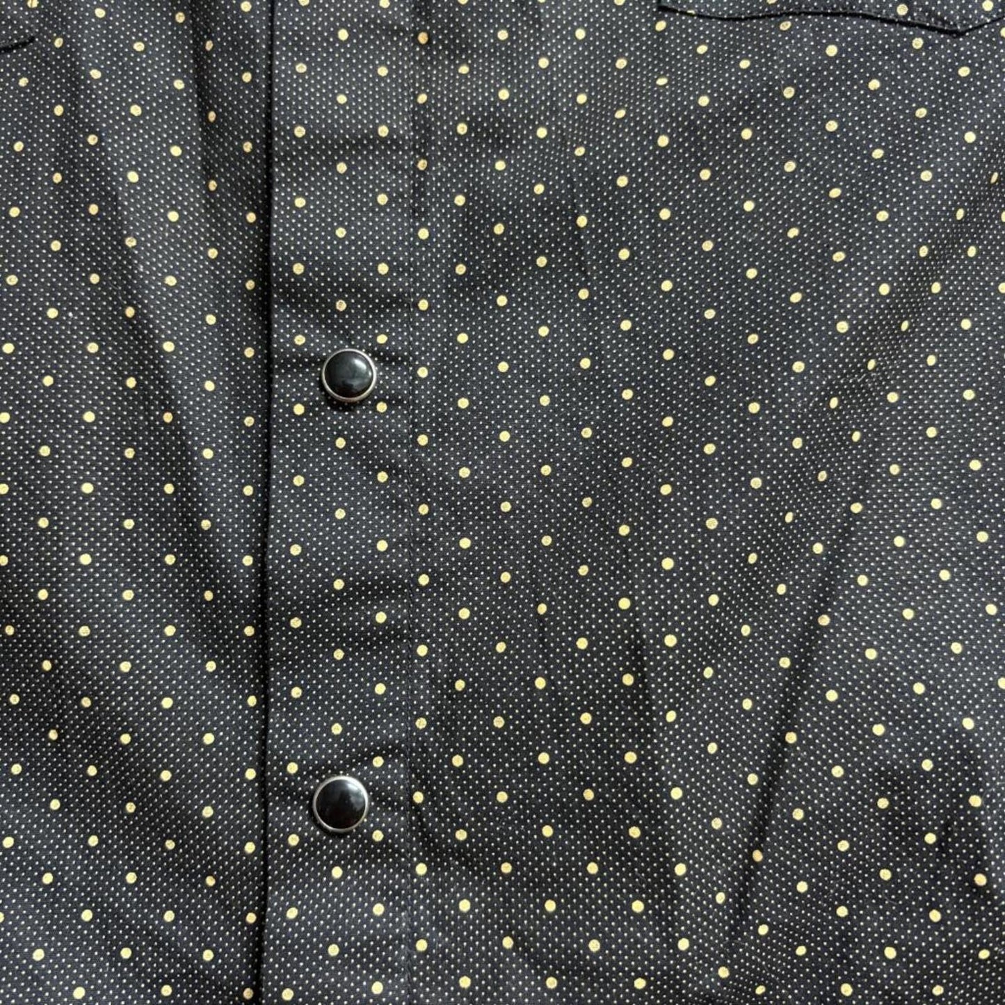Ricceli Western Shirt Mens XL Black Gold Polka Dot Pearl Snap Long Sleeve