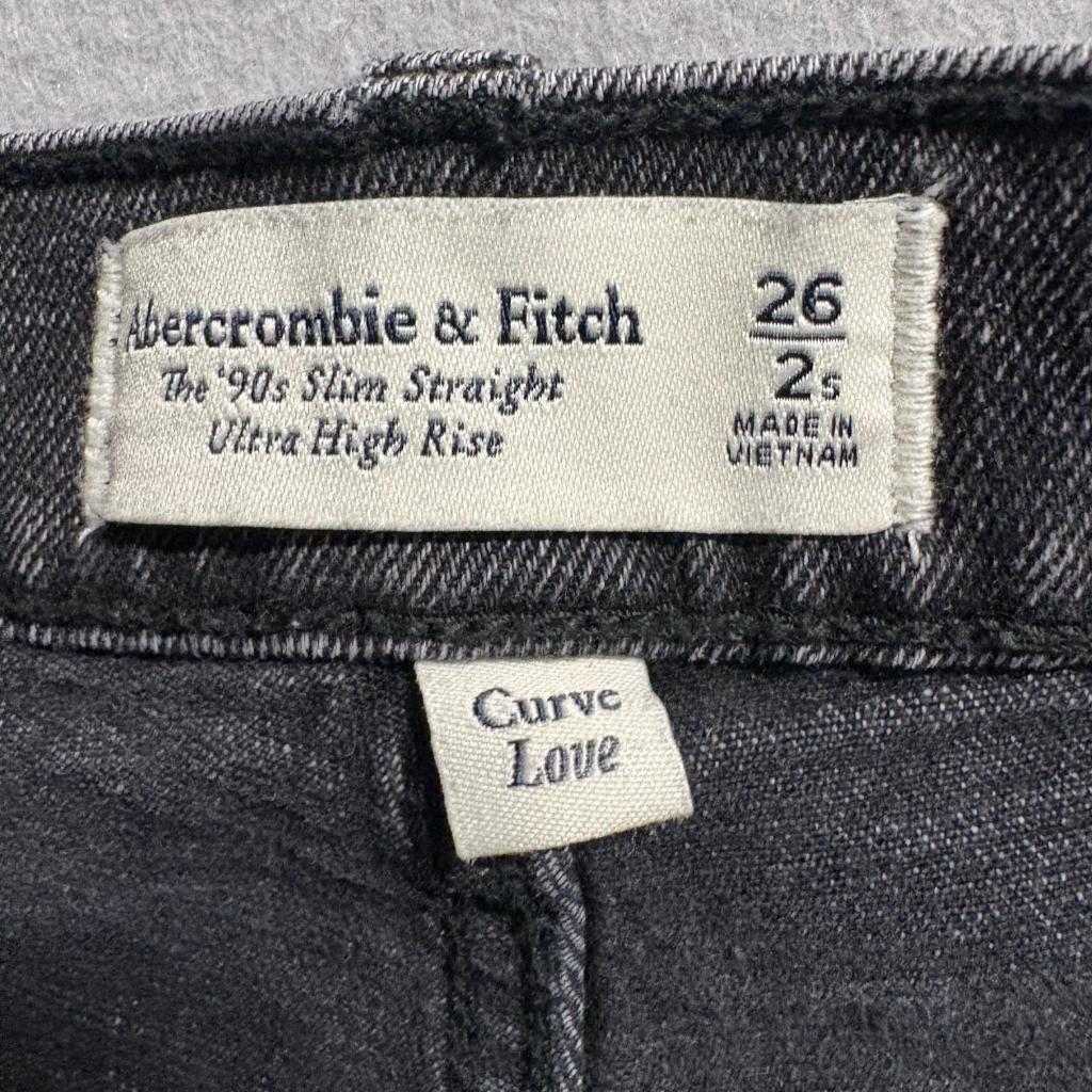 Abercrombie & Fitch Curve Love 90s Slim Straight Jeans Womens 26 2S Black Denim