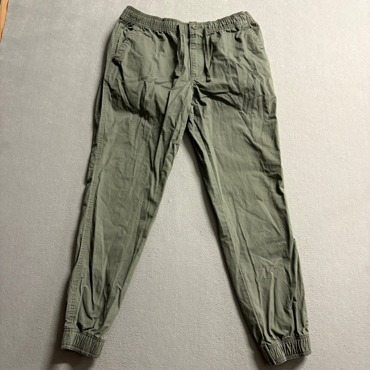 Forever 21 Men Jogger Pants Medium Green Cotton Elastic Waist Drawstring Utility